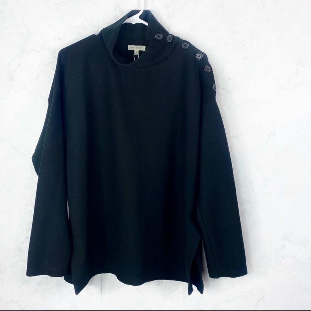Max Studio Dark Sweater with Button Accents